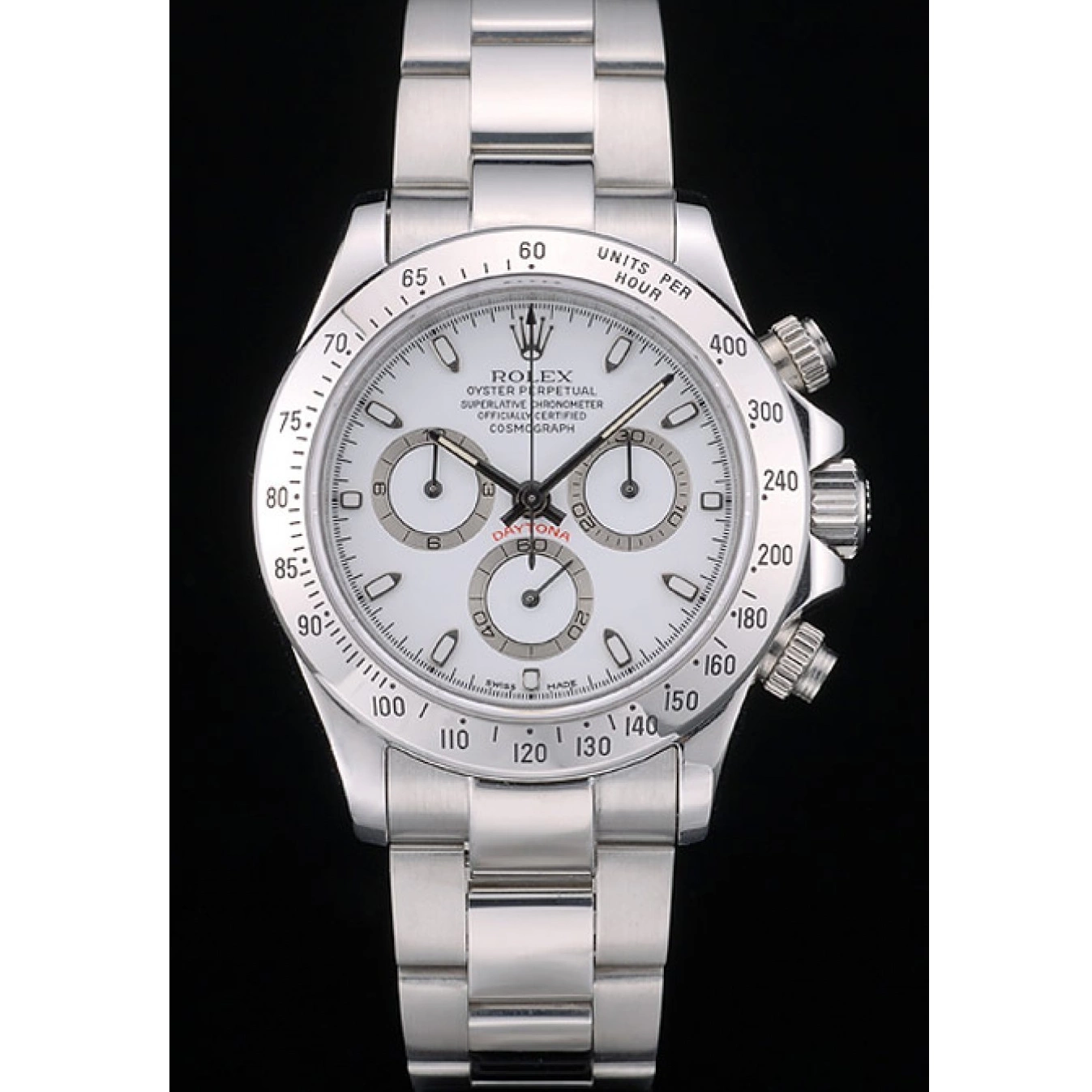 80297 Daytona Stainless Dial Steel Rolex Bracelet White Swiss 0610